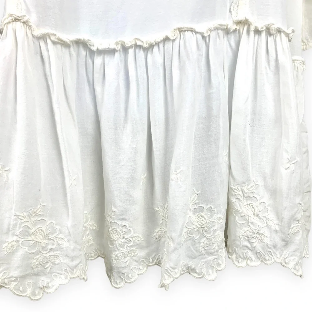 Free People Flowy Peplum White Blouse Top Size Medium